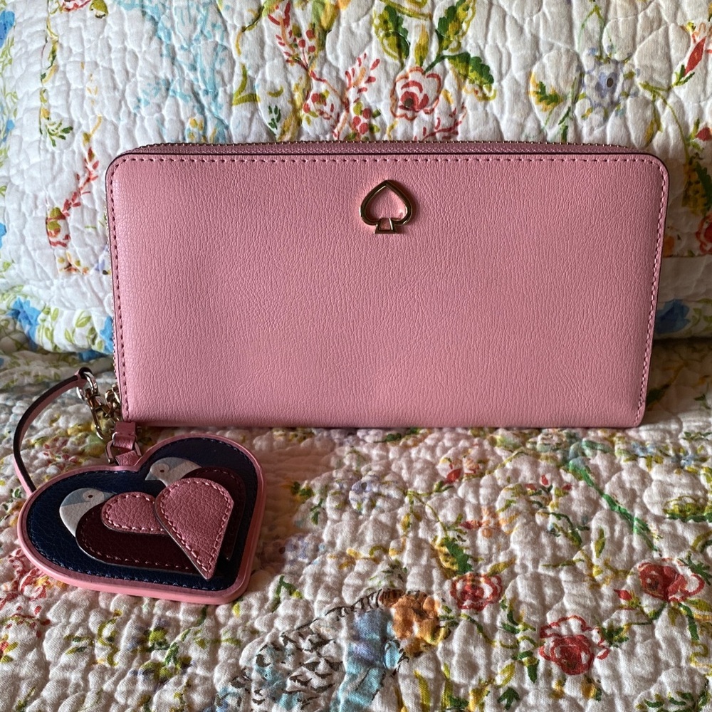 Kate Spade Pink Wallet with Heart Charm